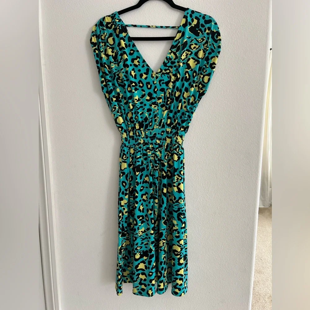 IMAN Blue and Yellow Sundress V-Neck - Picture 1 of 11